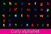 Curly alphabet + 1 decor element.