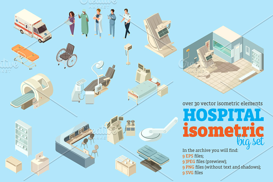 Hospital Isometric Set in Product Mockups - product preview 8