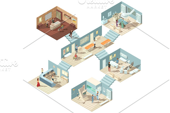 Hospital Isometric Set in Product Mockups - product preview 2