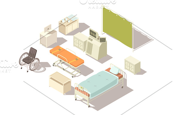 Hospital Isometric Set in Product Mockups - product preview 6