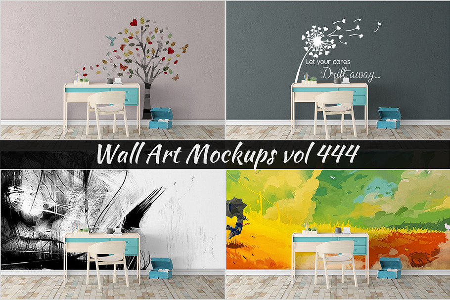 Wall Mockup - Sticker Mockup Vol 444 in Print Mockups - product preview 8