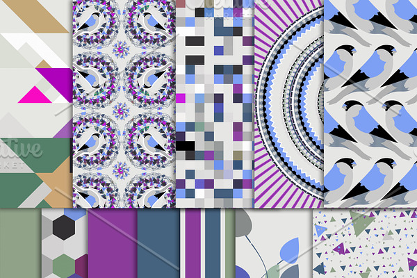 Purple Bird pattern digital paper