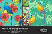 Macaw parrot pattern set