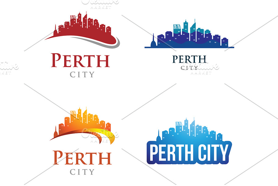 4 - Perth Skyline Landscape Logo in Logo Templates - product preview 8