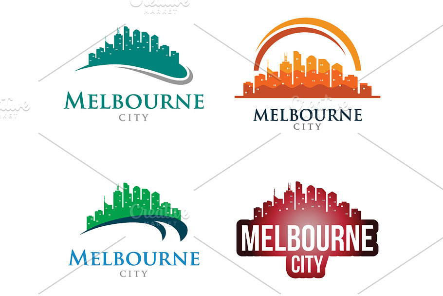 4 - Melbourne Skyline Landscape Logo in Logo Templates - product preview 8