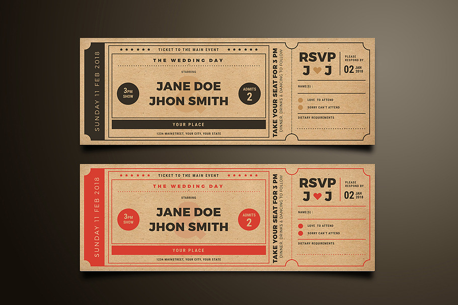 Wedding Invitation Movie Ticket in Card Templates - product preview 8