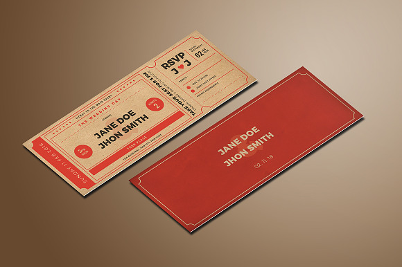 Wedding Invitation Movie Ticket in Card Templates - product preview 1