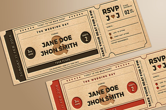 Wedding Invitation Movie Ticket in Card Templates - product preview 5