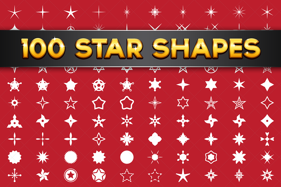 100 Vector Star Shapes in Photoshop Shapes - product preview 8