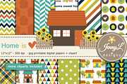 House Digital Papers & Clipart