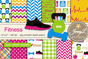Fitness Exercise Digital Papers Clip