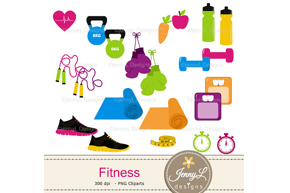 Fitness Exercise Digital Papers Clip in Patterns - product preview 1