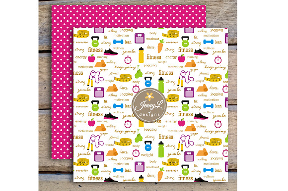 Fitness Exercise Digital Papers Clip in Patterns - product preview 2