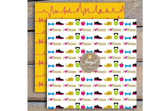 Fitness Exercise Digital Papers Clip in Patterns - product preview 3