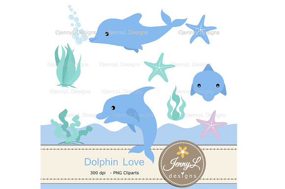 Dolphin Digital Paper & Clipart in Patterns - product preview 1