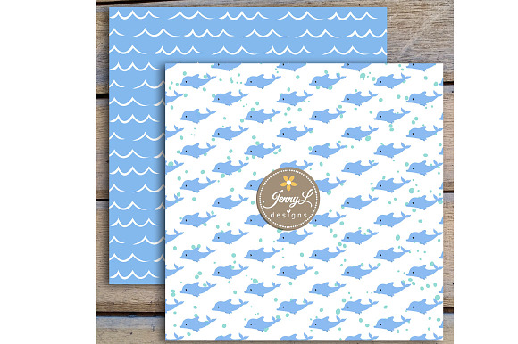 Dolphin Digital Paper & Clipart in Patterns - product preview 2