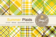 Summer Plaid Digital Papers