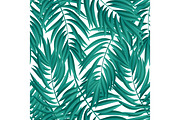 Tropical Palm leaves. Vector seamless