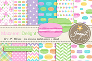 Macaron Digital Paper & Clipart