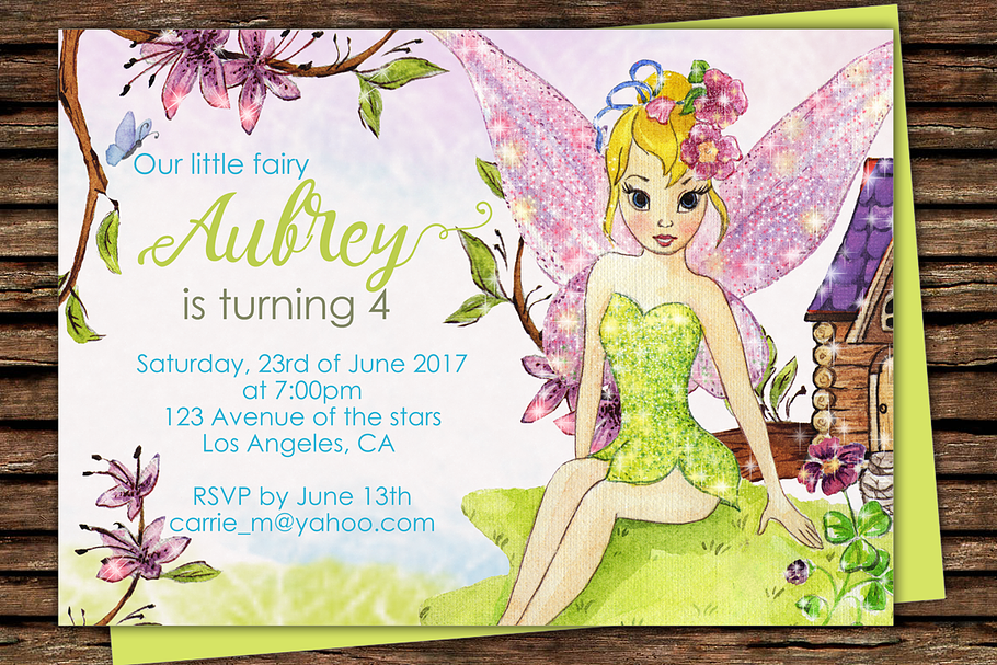 DIY Fairy Printable Invitation in Card Templates - product preview 8