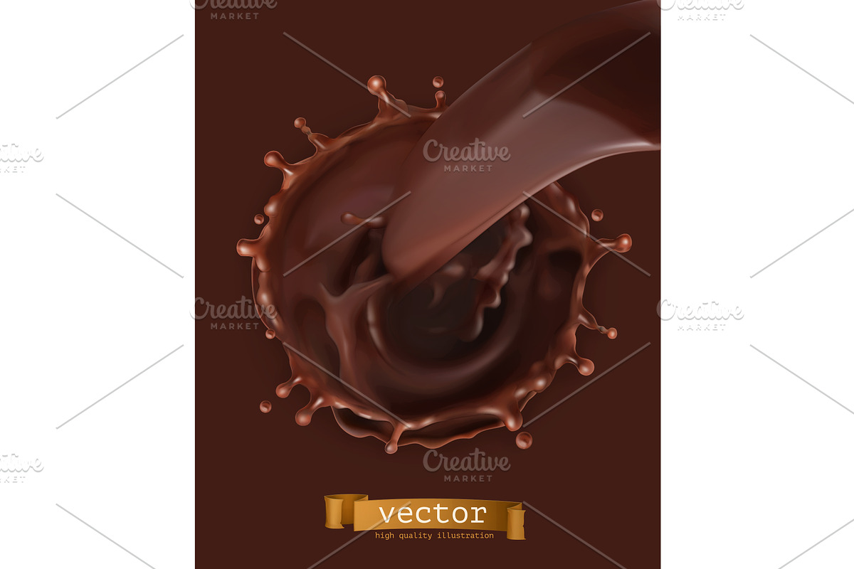 Chocolate flow and splash, vector in Illustrations - product preview 8
