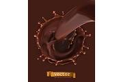 Chocolate flow and splash, vector
