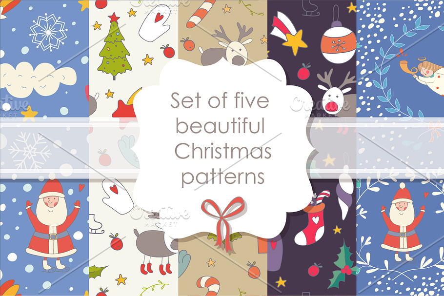 Set of Christmas seamless patterns in Textures - product preview 8
