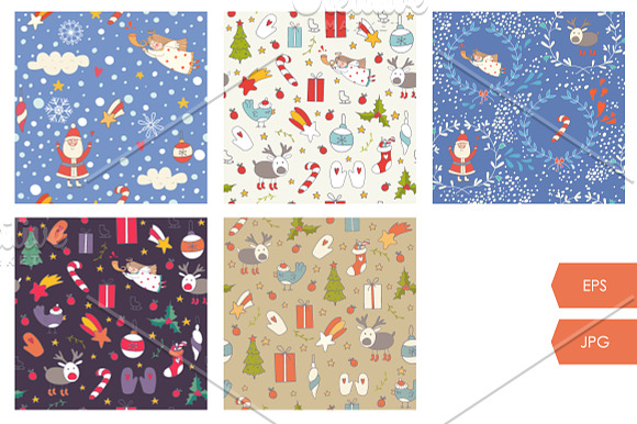 Set of Christmas seamless patterns in Textures - product preview 1