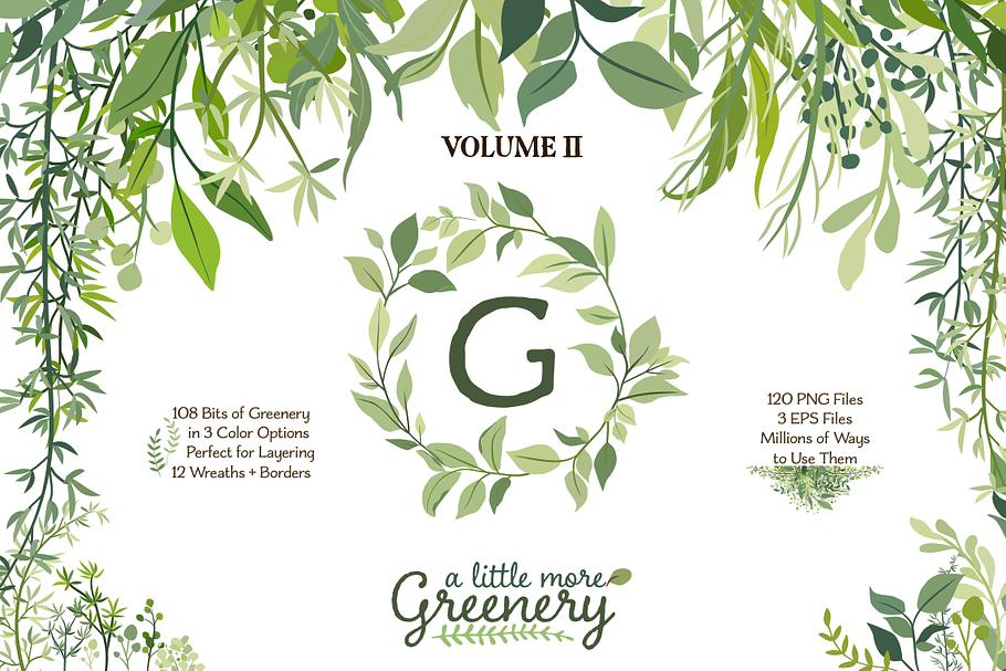 Greenery 2 - More Leaves & Wreaths in Illustrations - product preview 8