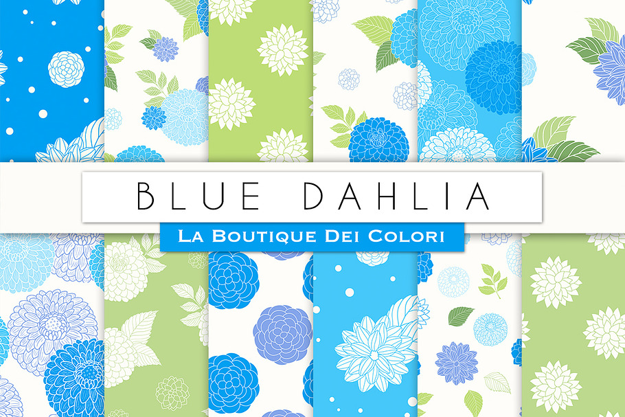 Blue Dahlia Seamless Digital Paper