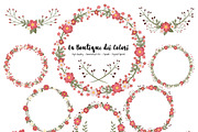 Red Flower Wreath Vector Clipart