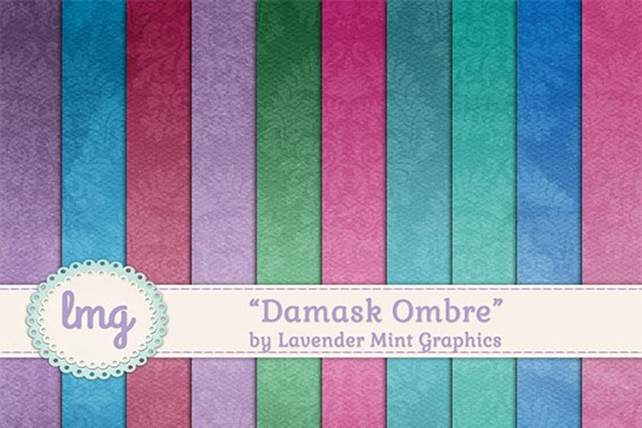Damask Ombre Scrapbook Papers