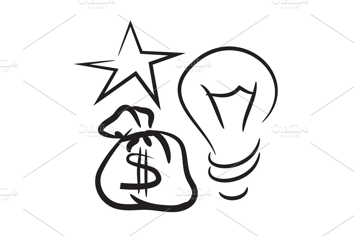 Star, lamp and bag with money. in Illustrations - product preview 8