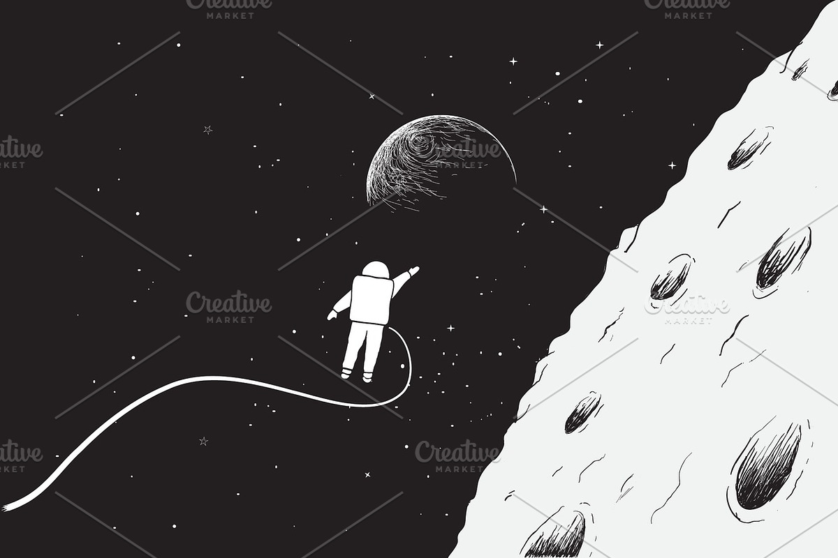 Astronaut near the Moon in Illustrations - product preview 8