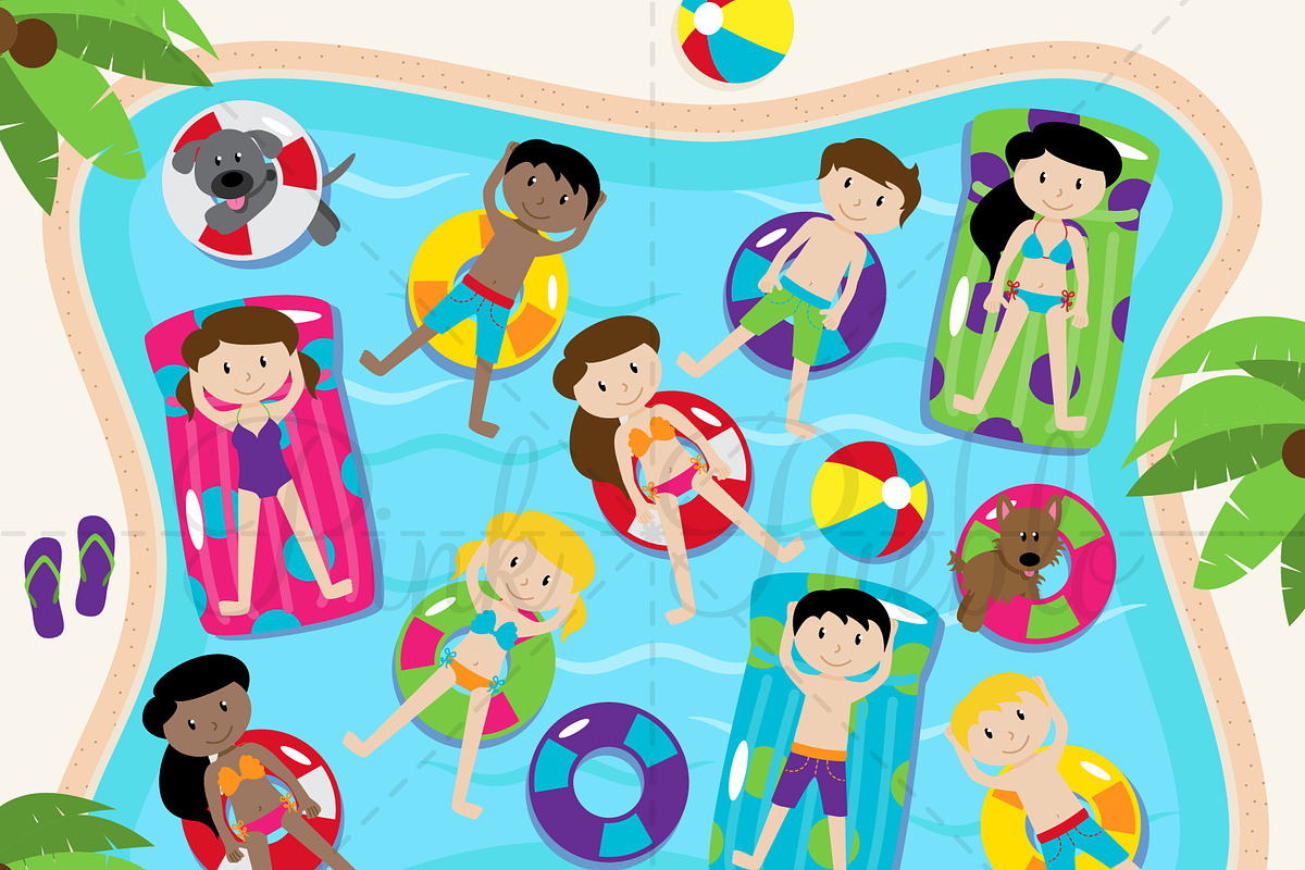 Pool Party Clipart and Vectors in Illustrations - product preview 8