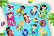 Pool Party Clipart and Vectors