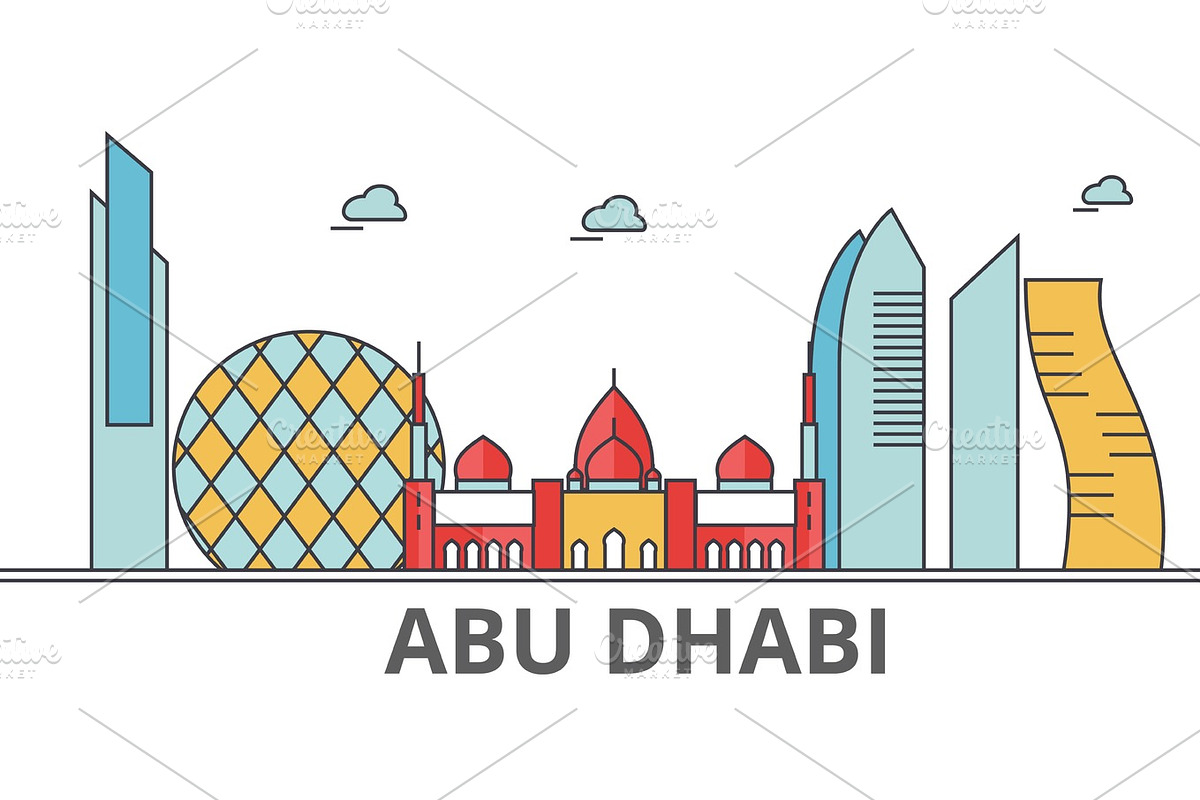 Abu Dhabi city skyline in Illustrations - product preview 8