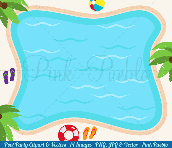 Pool Party Clipart and Vectors in Illustrations - product preview 2