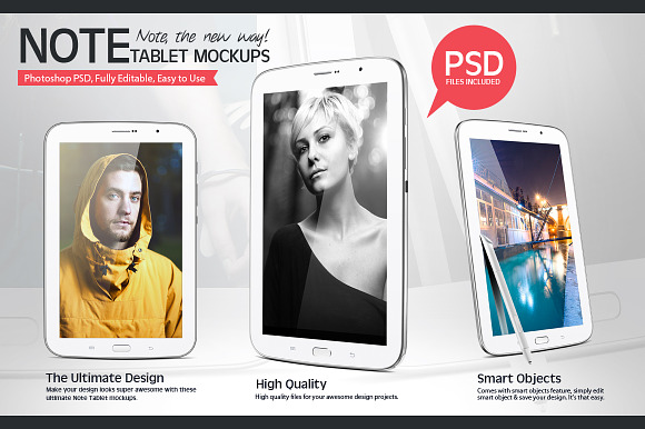 Note Tablet Mockups in Mobile & Web Mockups - product preview 1