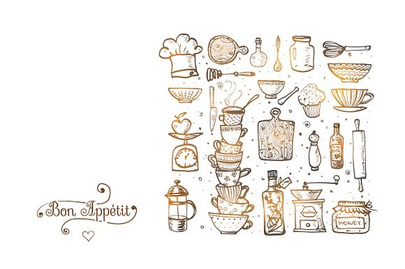 Kitchen doodles in Illustrations - product preview 1
