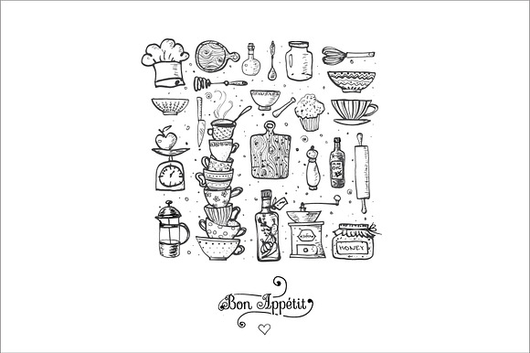 Kitchen doodles in Illustrations - product preview 2