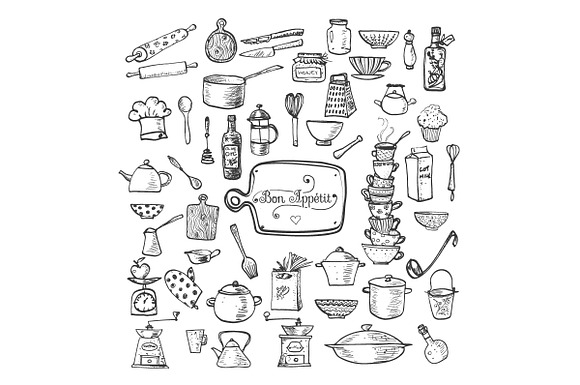 Kitchen doodles in Illustrations - product preview 3