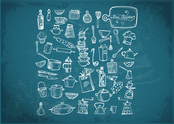 Kitchen doodles in Illustrations - product preview 5