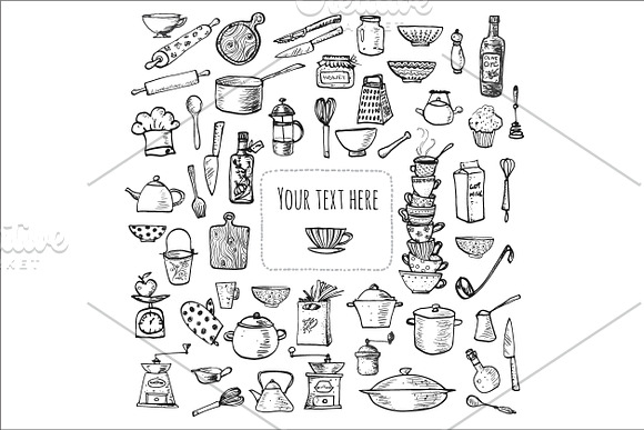 Kitchen doodles in Illustrations - product preview 7