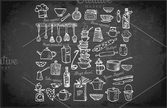 Kitchen doodles in Illustrations - product preview 9