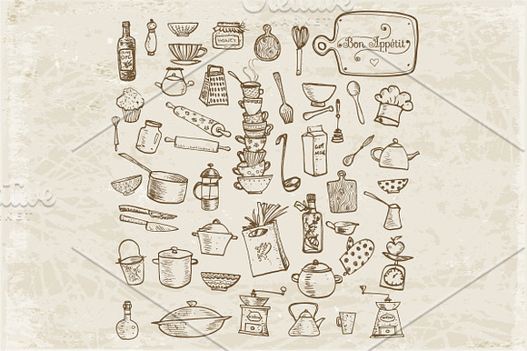 Kitchen doodles in Illustrations - product preview 10
