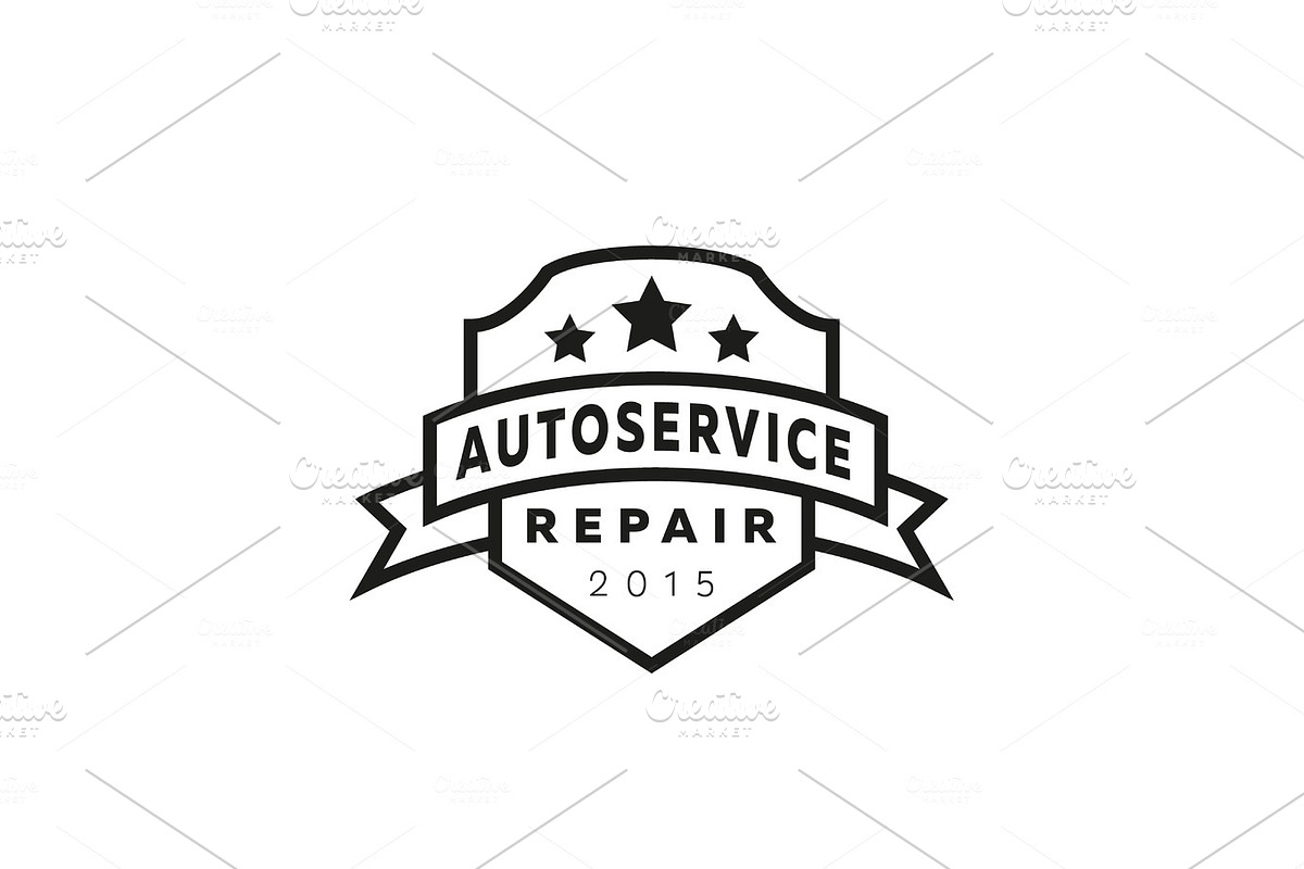 Service auto repair, coat of arms shield, hammer, wheel logo sign flat star. in Illustrations - product preview 8