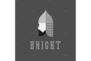 Knight head, helmet with chain mail armor, vector illustration face