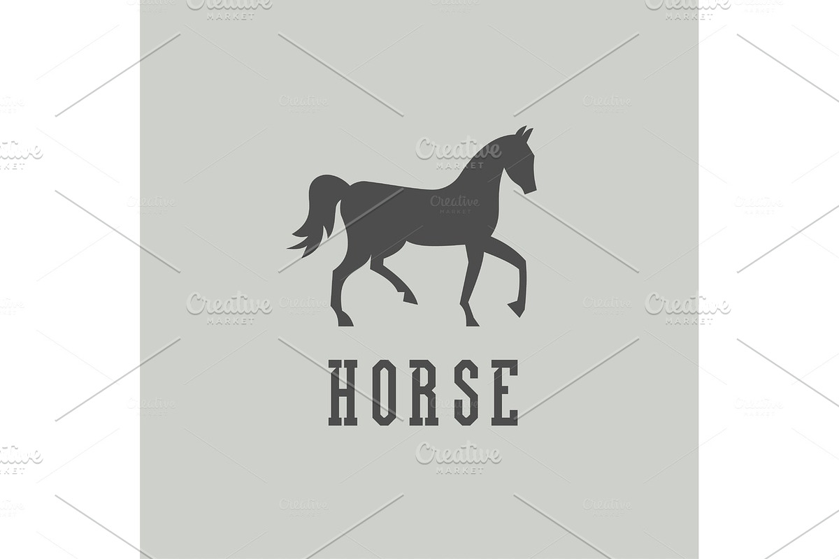 Laconic horse sign monogram, mare, into flat style, vector illustration. in Illustrations - product preview 8