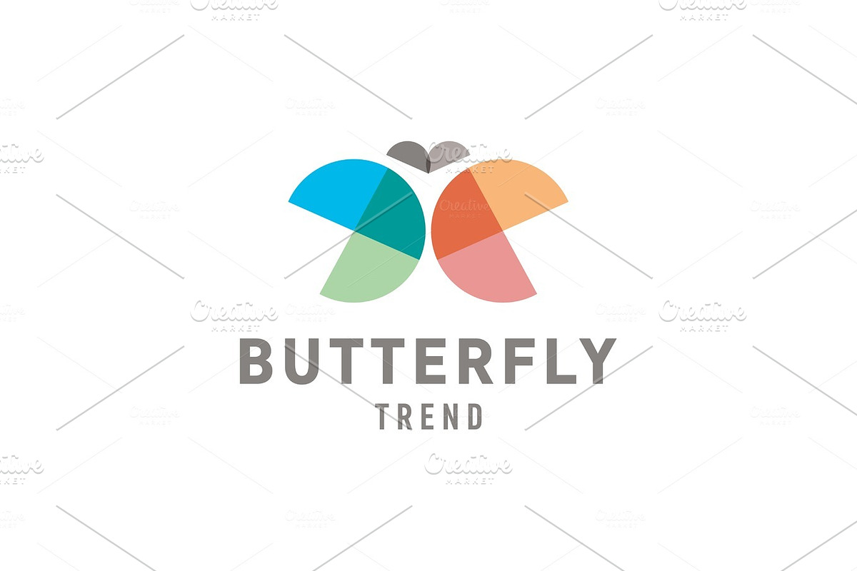 Butterfly wings are half circles Abstract illustration of colorful sign trend in Illustrations - product preview 8